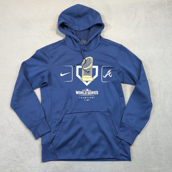 Nike Hoodie Mens Small Navy Blue 2021 World Series Champions Atlanta Braves — photo 2